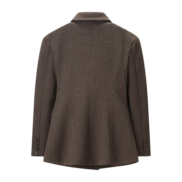 Men's double-breasted wool blend blazer coat with shawl collar and flap pockets Mune Fashion