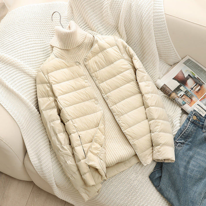 Women Ultra-Lightweight Quilted Jacket without Collar, Packable Thermal Jacket for Travel and Everyday Mune Fashion