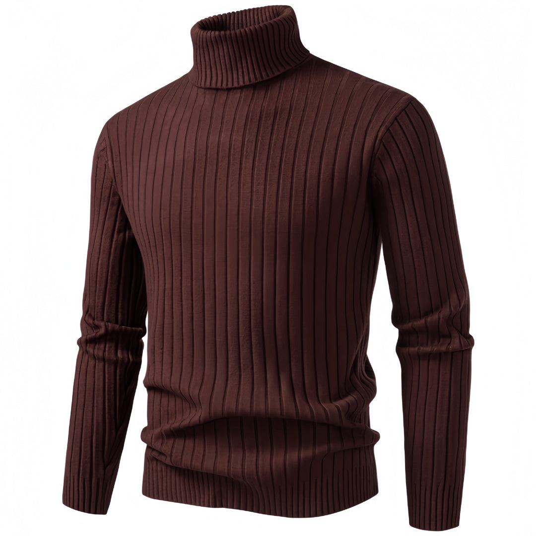Men's fitted turtleneck sweater in ribbed fine knit Mune Fashion