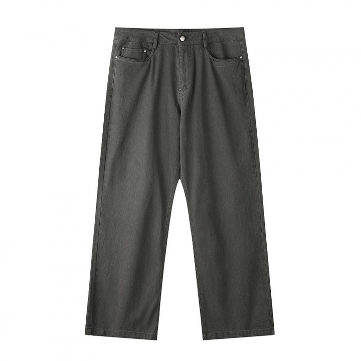 Men's wide straight-cut denim jeans with a high waist and five-pocket design Mune Fashion