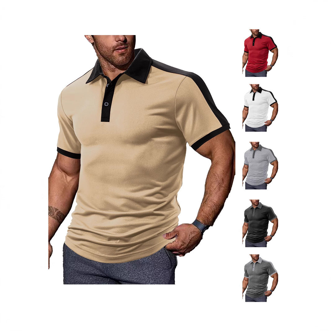 Men's fitted contrast polo shirt with shoulder yoke and shirt collar Mune Fashion