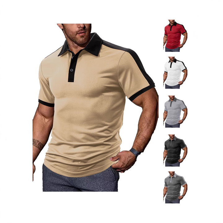 Men's fitted contrast polo shirt with shoulder yoke and shirt collar Mune Fashion