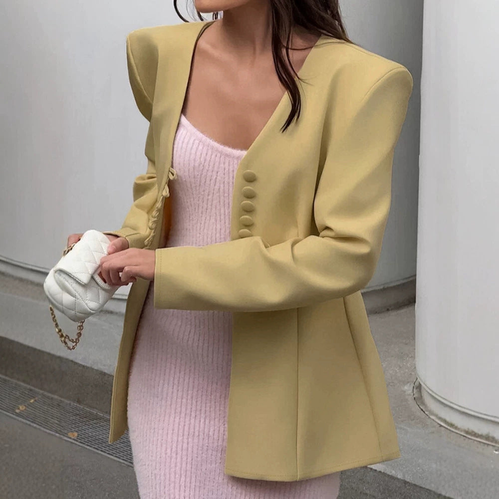 Women's sculptural tailored blazer with distinctive shoulder design Mune Fashion