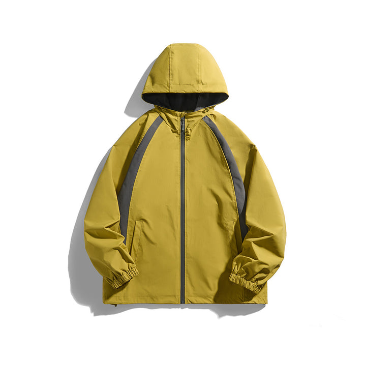 Men's hooded windbreaker in sporty color block design with adjustable hem Mune Fashion