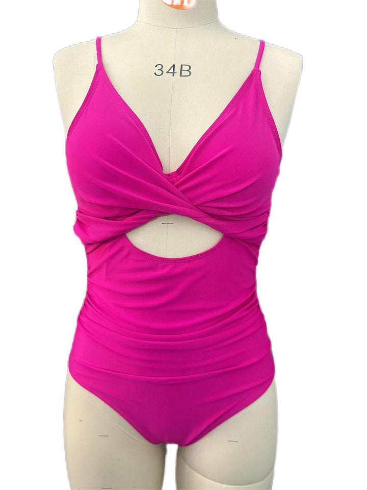 Ladies Elegant One-Piece Swimsuit with Fashionable Cut-Out Mune Fashion