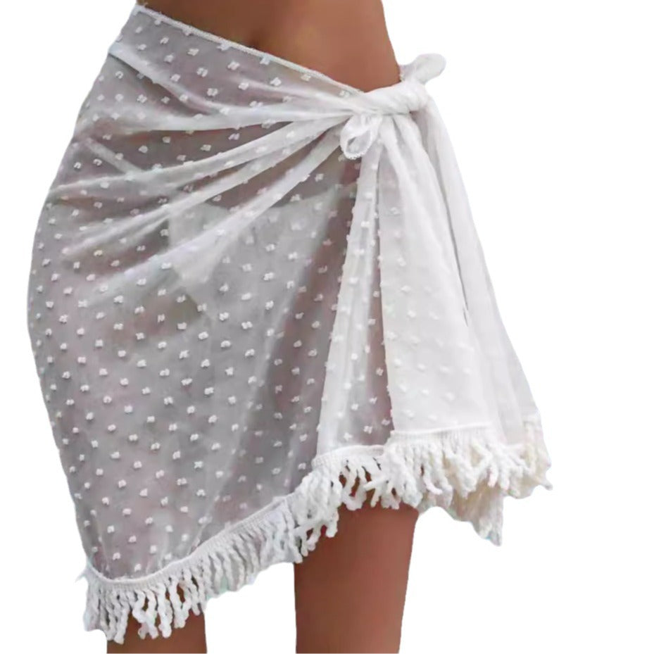 Women transparent beach cover-up with playful fringes Mune Fashion