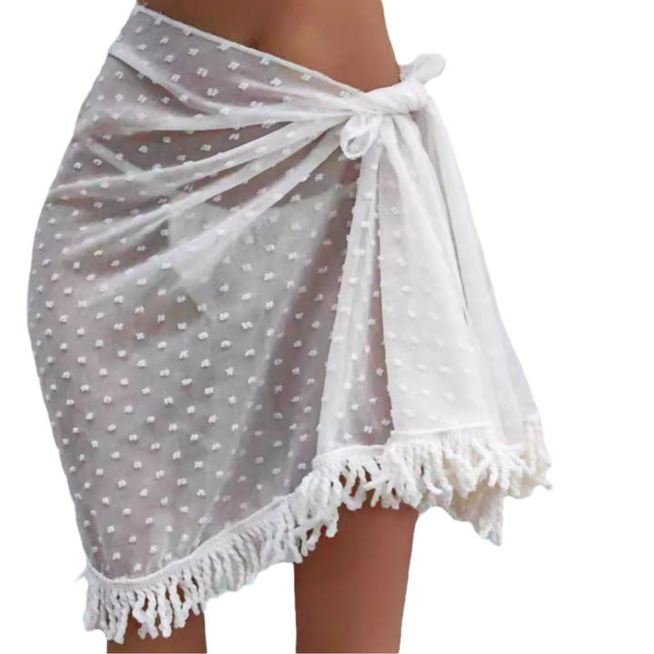 Women transparent beach cover-up with playful fringes Mune Fashion