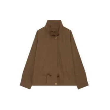 Women's utility field jacket with drawstring waist, high collar, and elastic cuffs Mune Fashion
