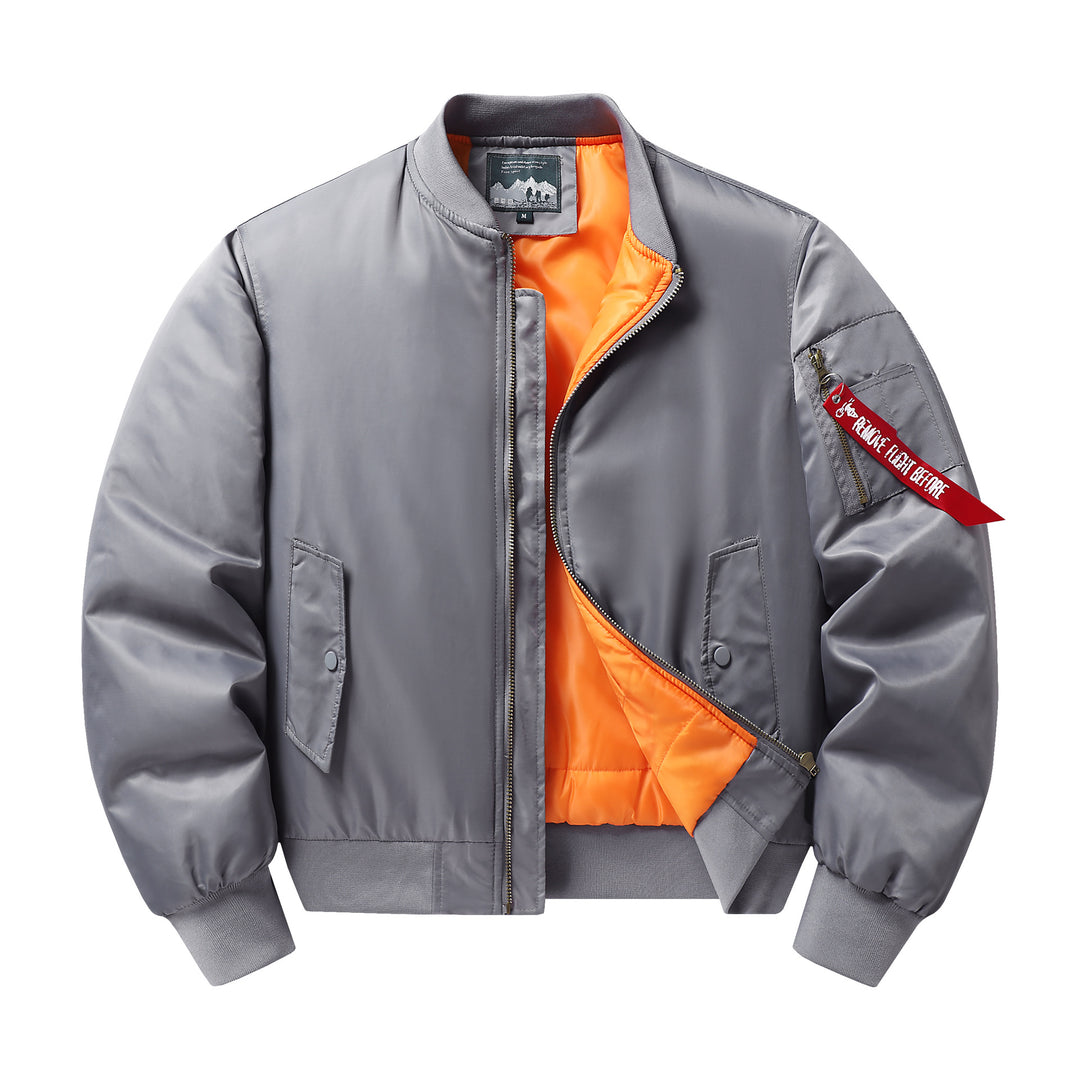 Men's pilot bomber jacket with contrast lining windproof shell and sleeve utility pocket Mune Fashion