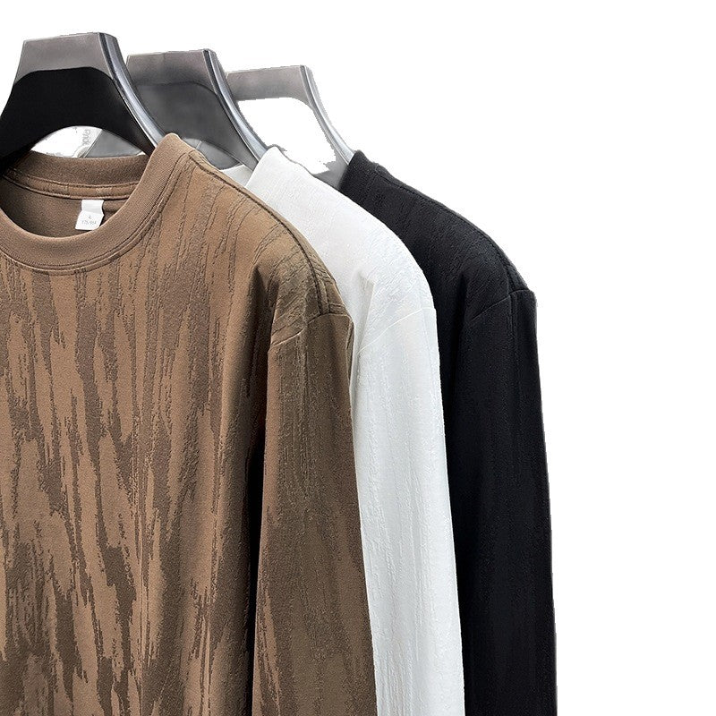Men's finely structured long-sleeve shirt with round neck and subtle jacquard texture Mune Fashion