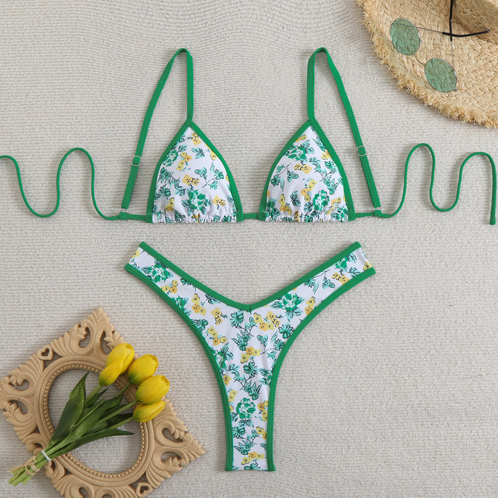 Women's triangle bikini with floral design and adjustable straps Mune Fashion