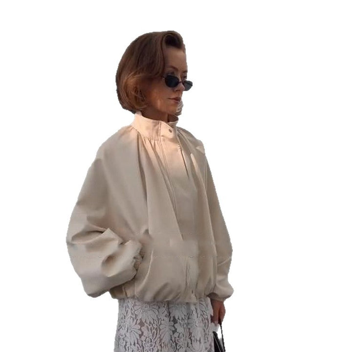 Women's Oversized Blouson Jacket with Stand-Up Collar and Volume Sleeves Mune Fashion