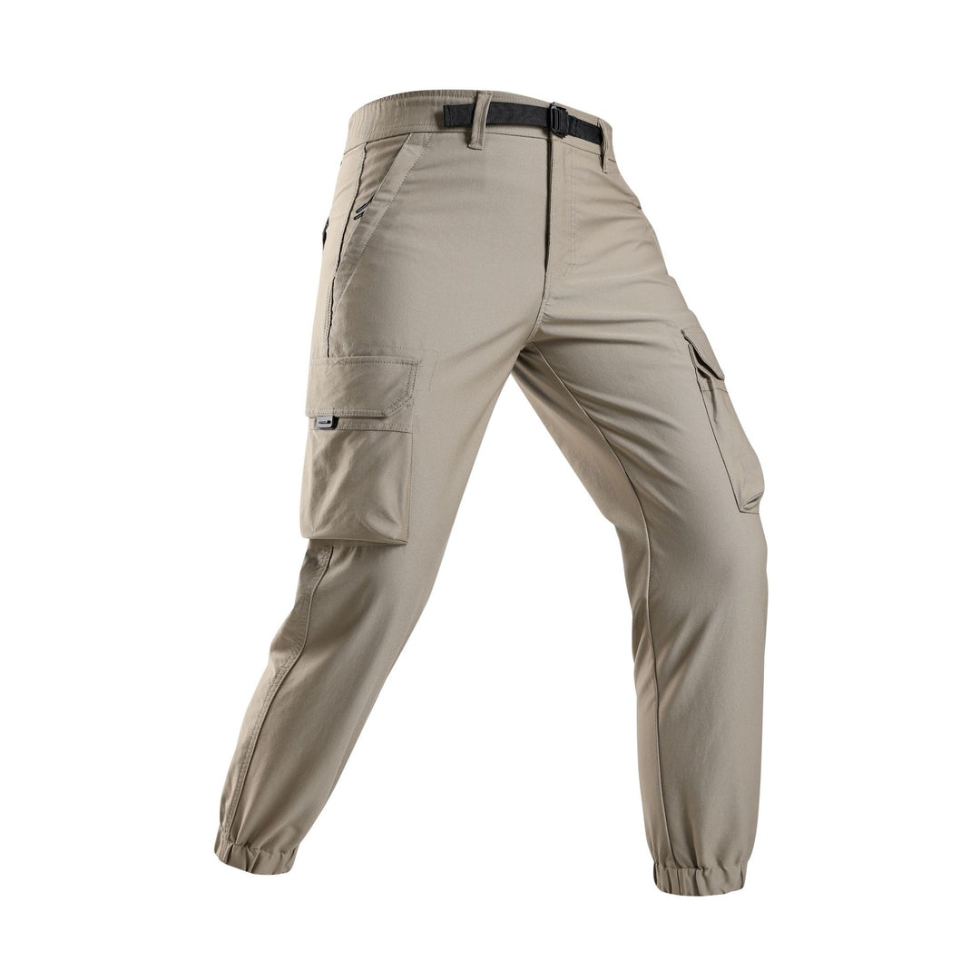 Men's Lightweight Outdoor Cargo Pants in Jogger Style with Integrated Web Belt and Elastic Ankle Mune Fashion