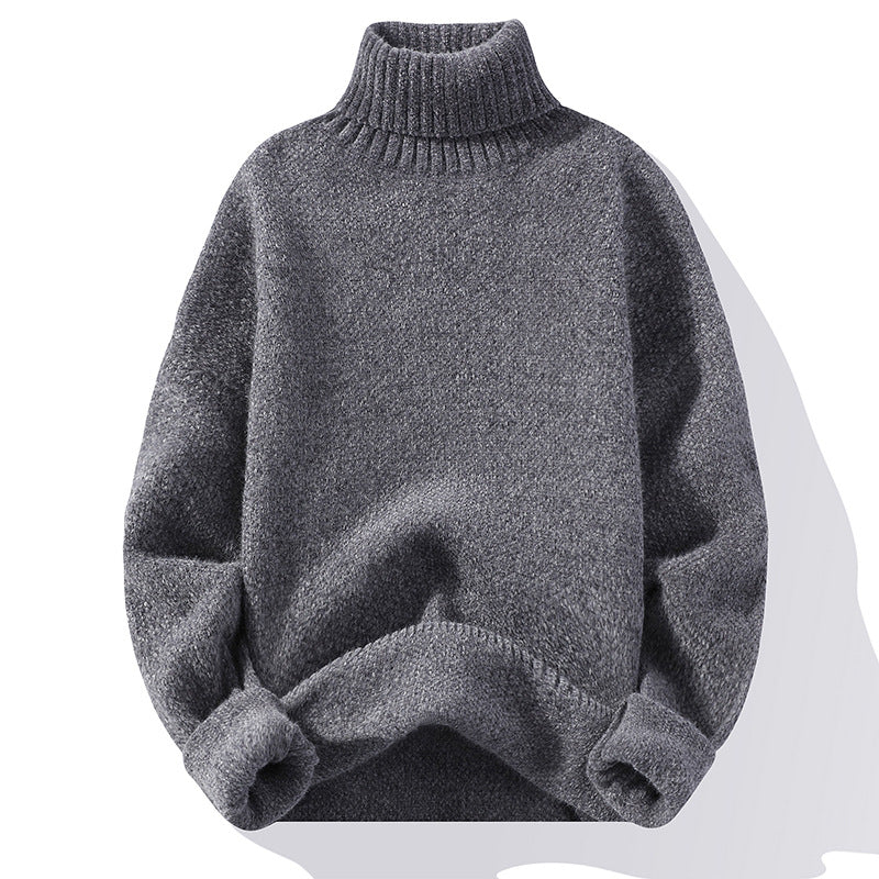 Men's turtleneck sweater made of boucle fine knit with ribbed cuffs Mune Fashion