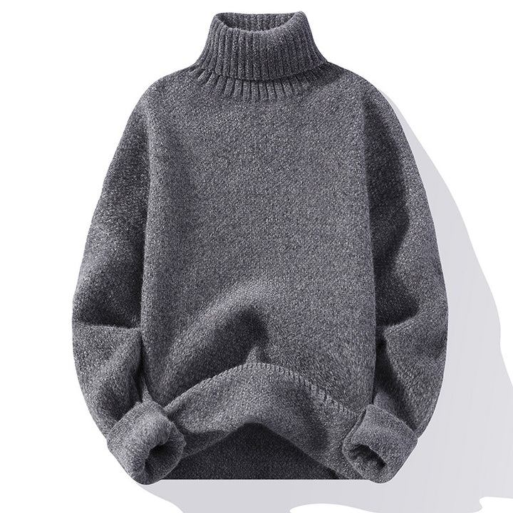 Men's turtleneck sweater made of boucle fine knit with ribbed cuffs Mune Fashion