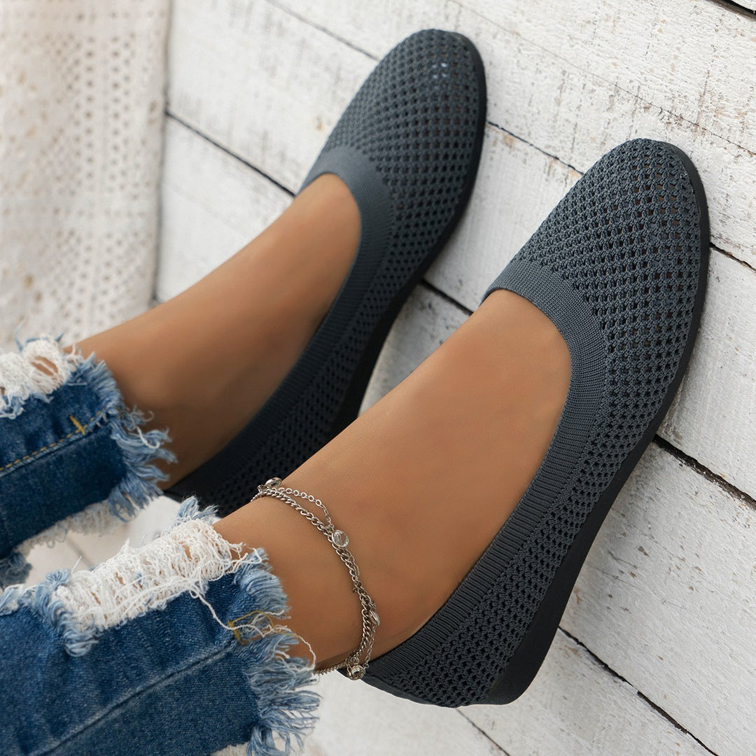 Women's knitted ballerina slippers with breathable mesh upper and ergonomic memory footbed Mune Fashion