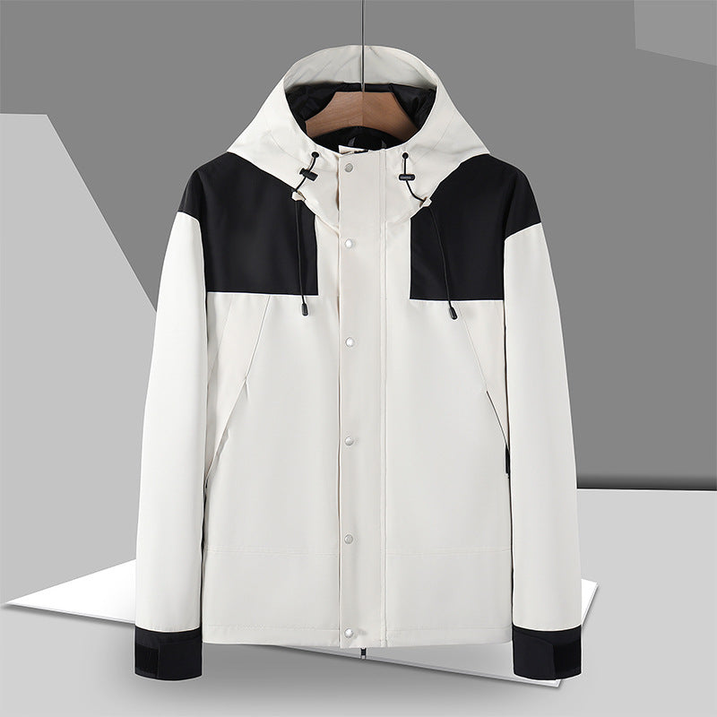 Men's Minimalistic Softshell Hoodie Jacket with Concealed Press Button Placket Mune Fashion