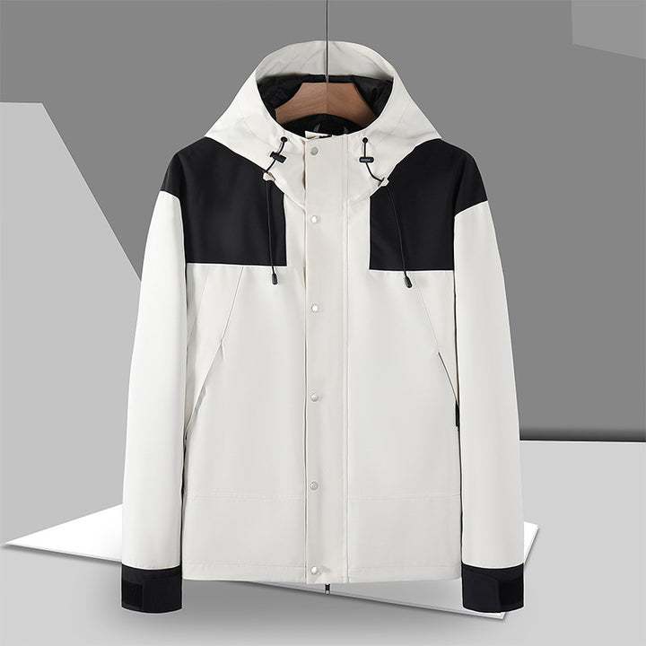 Men's Minimalistic Softshell Hoodie Jacket with Concealed Press Button Placket Mune Fashion