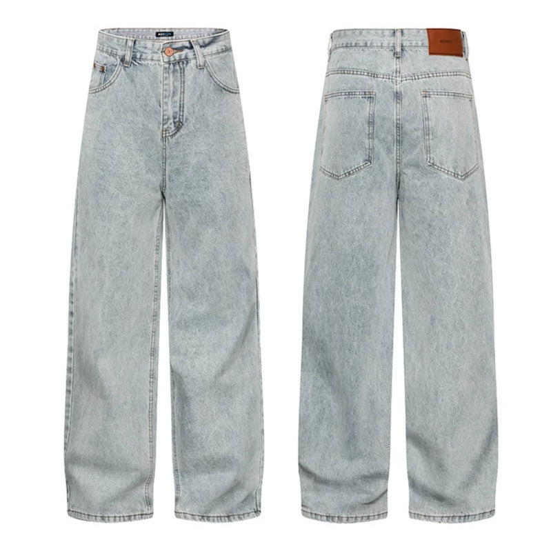 Women's High-Cut Vintage-Washed Baggy Jeans with Wide Palazzo Cut Mune Fashion