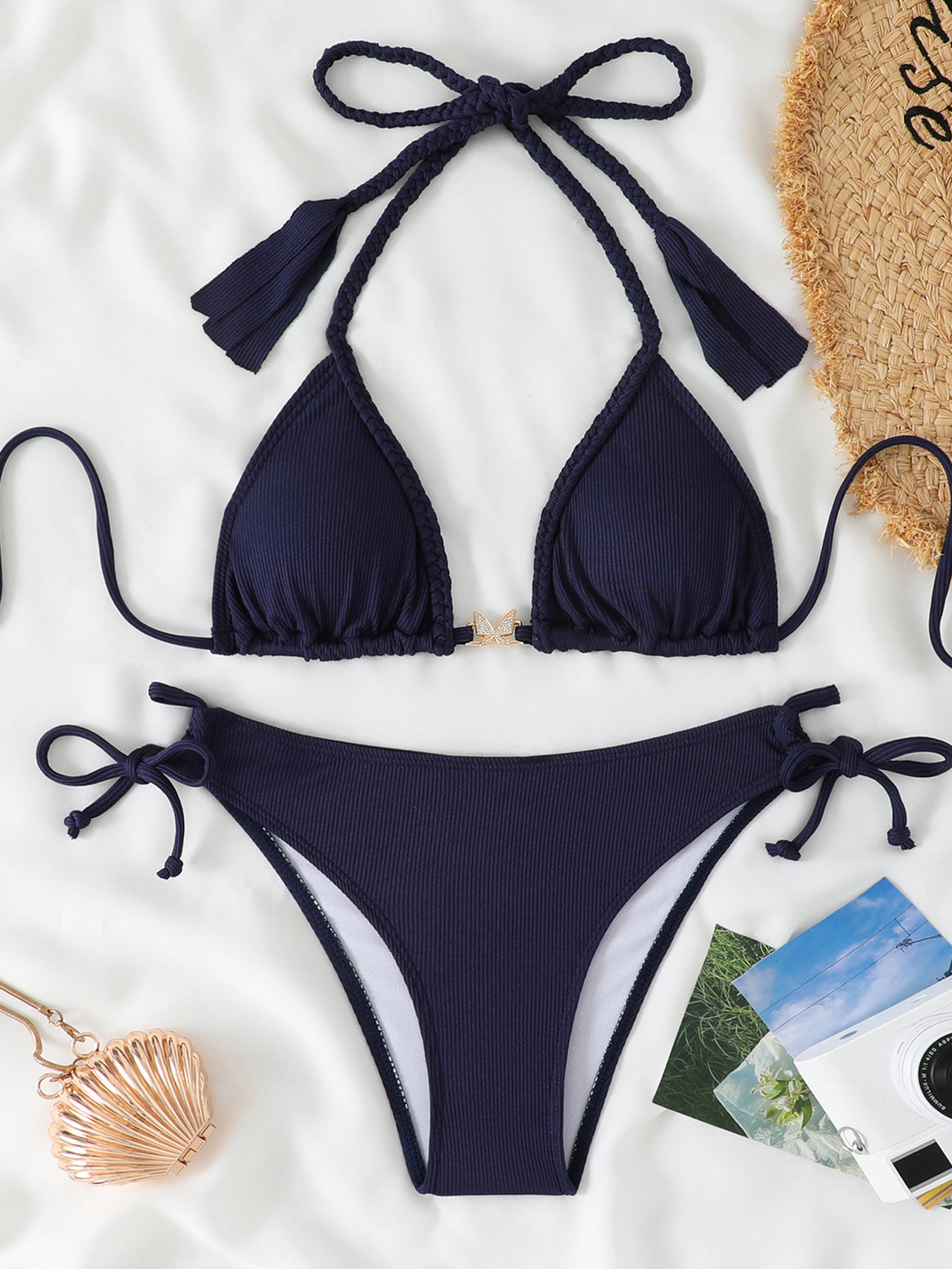 Women's swimsuit set with fringed details and adjustable straps Mune Fashion