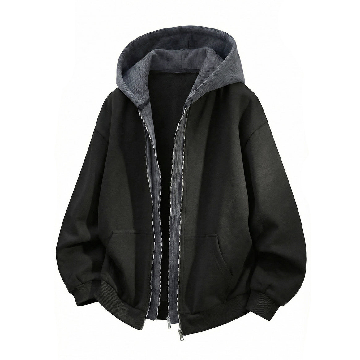 Unisex Oversized Hoodie with Double Zipper and Kangaroo Pocket Mune Fashion
