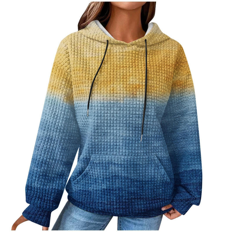 Women’s Fashionable Hooded Sweater in Checkered Design Mune Fashion