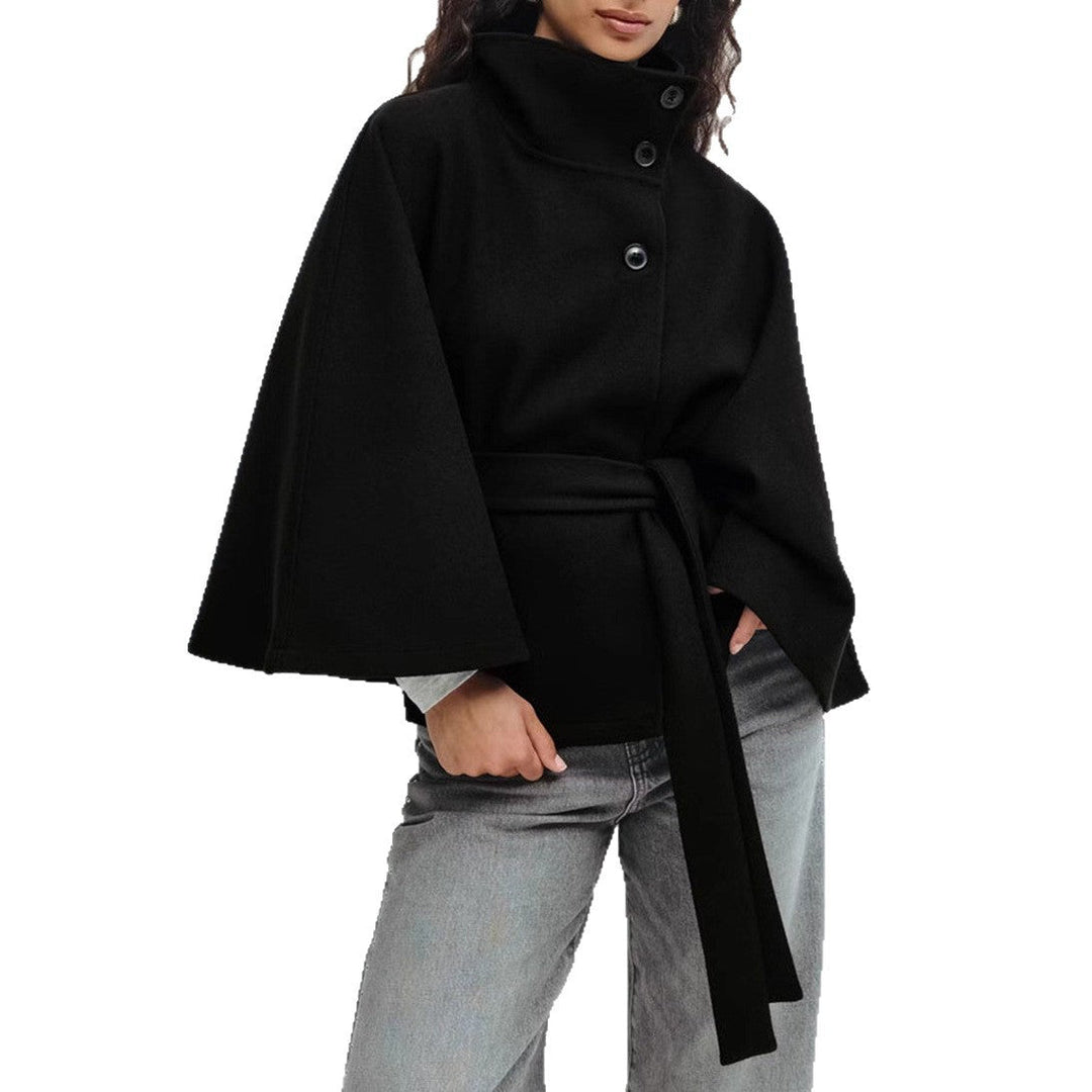 Women’S Wrap Jacket with Elegant Stand-Up Collar and Wide-Cut Sleeves Mune