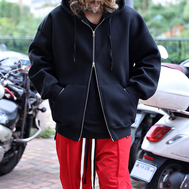 Men's Oversized Hooded Zip Jacket made of heavy fleece with kangaroo pockets Mune Fashion