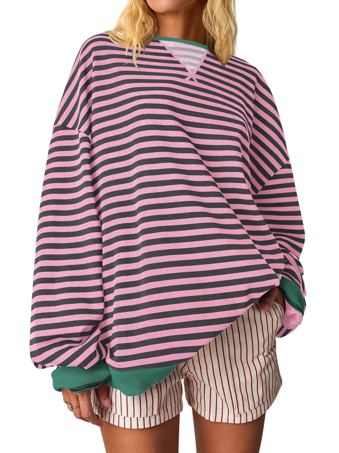 Women Oversized Striped Sweatshirt
