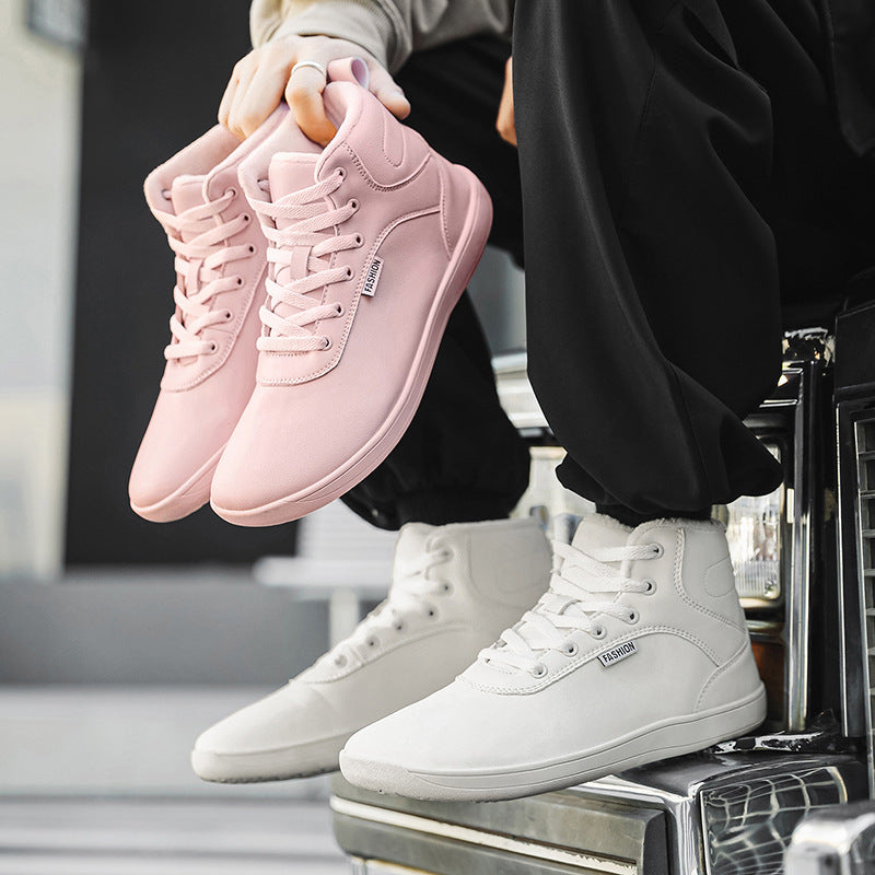 Men's ankle-high leisure sneakers with warm plush lining, padded insole, and non-slip rubber sole Mune Fashion