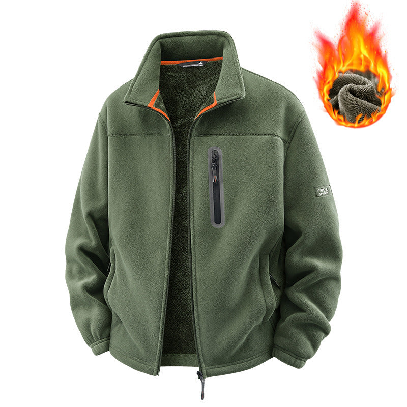 Men's Fleece Jacket with High Collar Mune Fashion