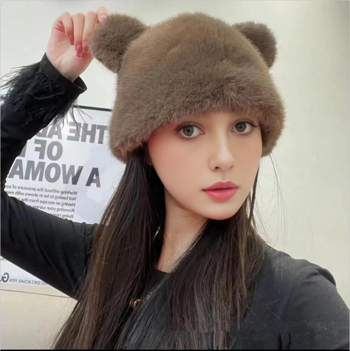 Ladies Cozy Hat with Bear Ears made of high-quality Faux Fur Mune Fashion