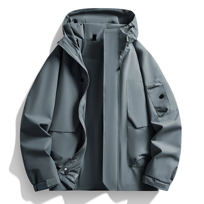 Men's Waterproof Hooded Jacket in Utility Style with Welded Seams and Concealed Zipper Mune Fashion