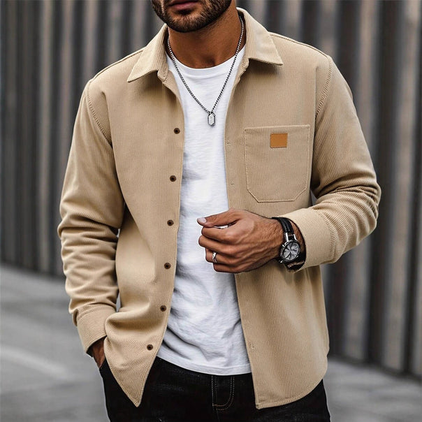 Men's Cord Shirt with Stylish Replay Style Mune