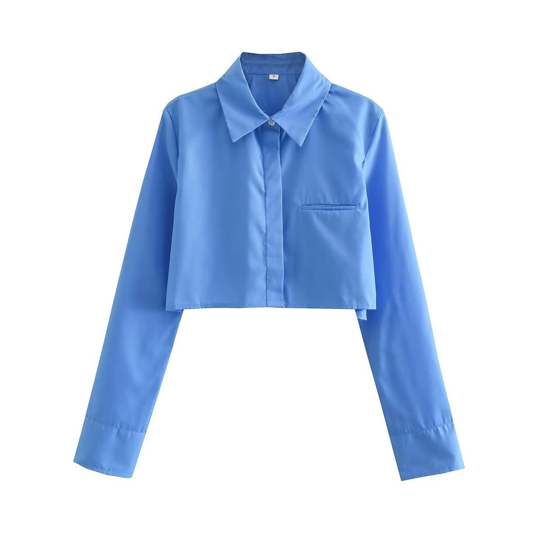 Women nan short shirt blouse with classic collar, concealed button placket and breast pocket Mune Fashion