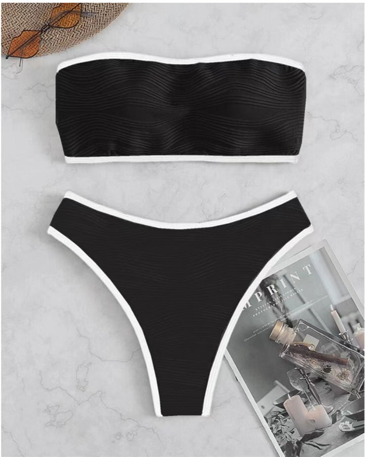 Women's Bandeau Bikini Set with Textured Design Mune Fashion