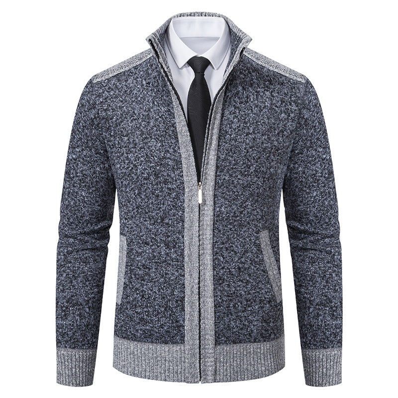 Men's structured knit cardigan with stand-up collar and full zip Mune Fashion