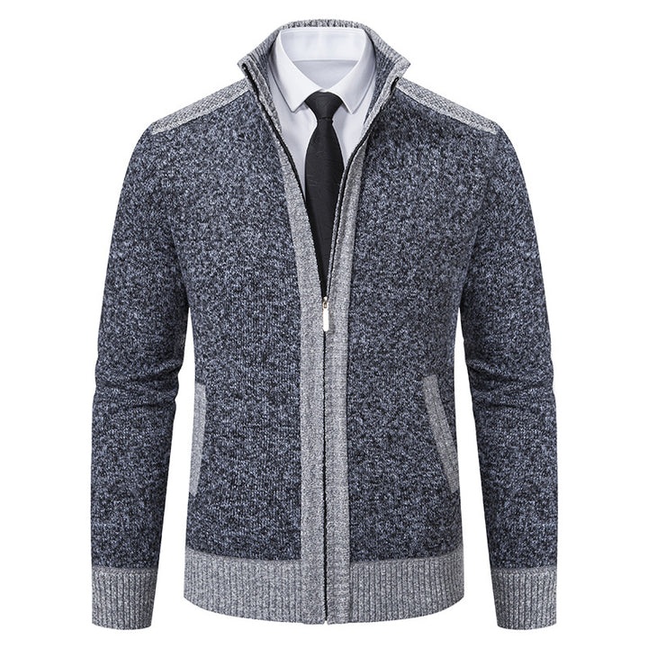 Men's structured knit cardigan with stand-up collar and full zip Mune Fashion
