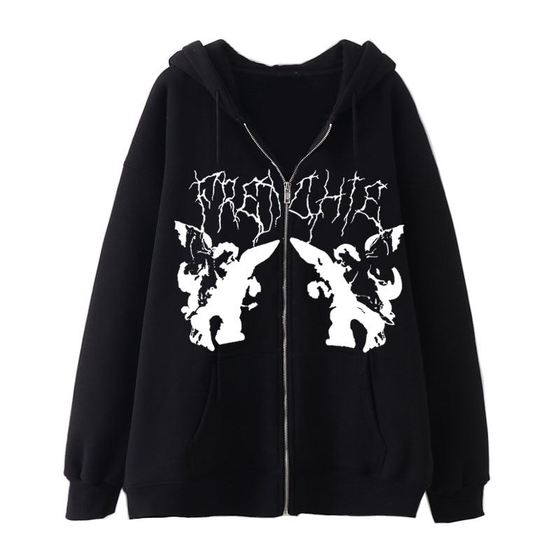 Women's hoodie jacket with full zipper and ribbed heart print Mune Fashion