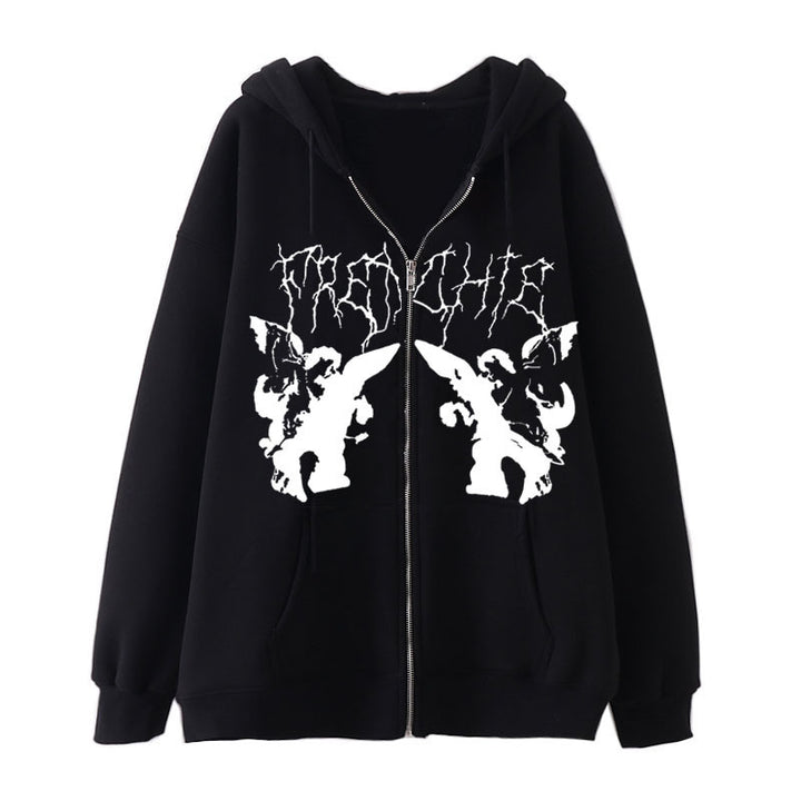 Women's hoodie jacket with full zipper and ribbed heart print Mune Fashion