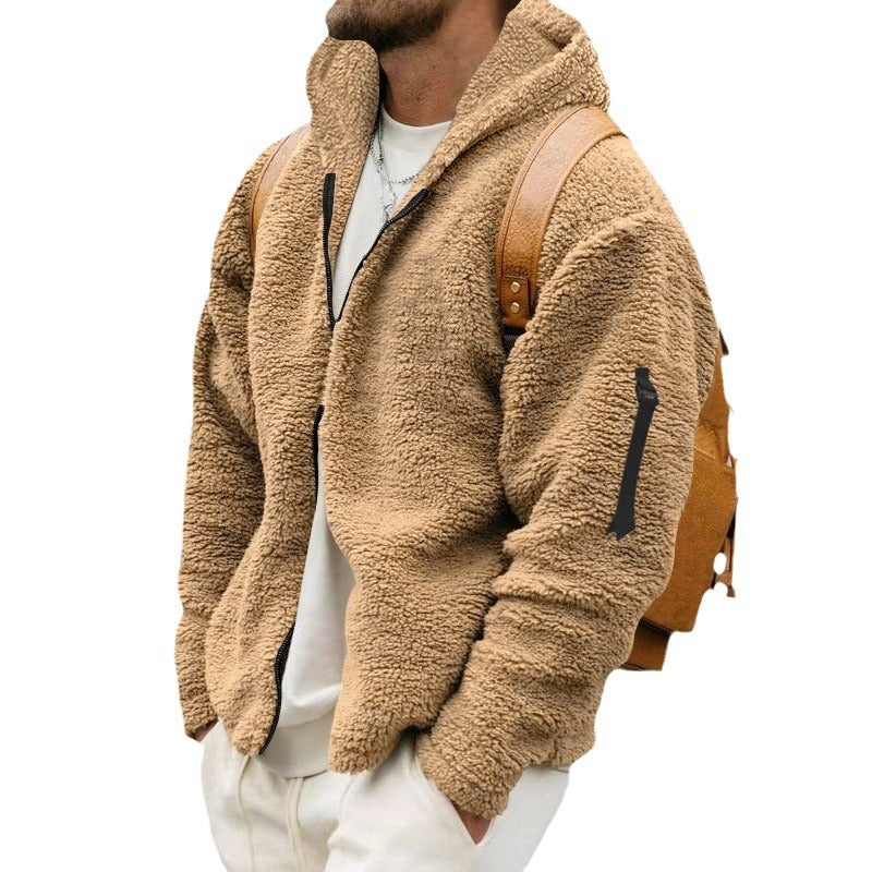 Men's Nan Sherpa-Fleece Hooded Jacket with Full-Zip and Sleeve Pocket Mune Fashion