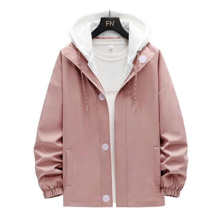 Men's two-layer hooded overlay jacket with contrasting inner hood and elastic cuffs Mune Fashion