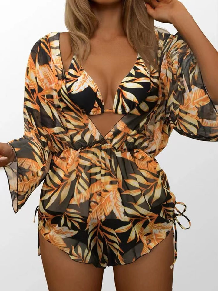 Women's swim set with floral wrap top and triangle bikini Mune Fashion