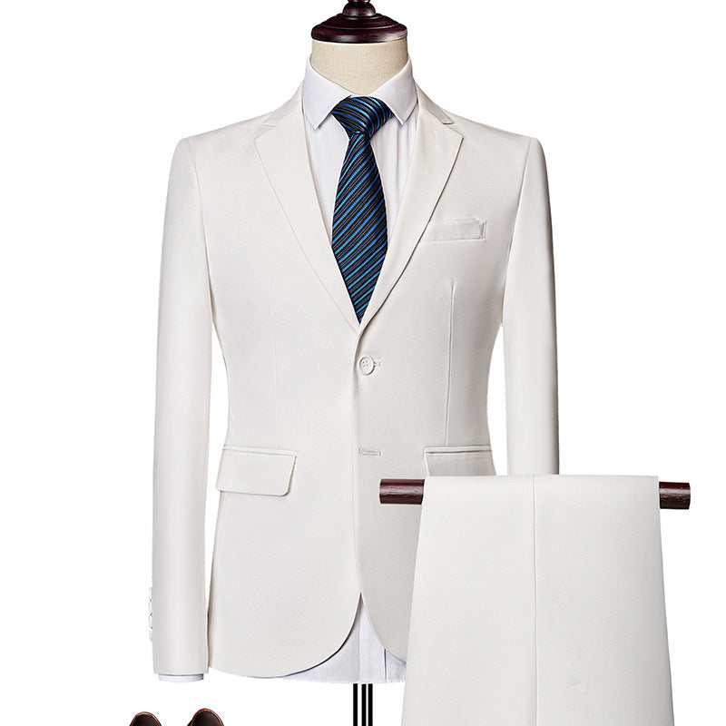 Men's Slim Fit Single-Breasted Suit Set with One-Button Blazer, Slim Suit Pants with Crease and Elastic Stretch Fabric Mune Fashion
