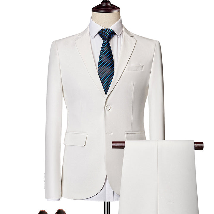 Men's Slim Fit Single-Breasted Suit Set with One-Button Blazer, Slim Suit Pants with Crease and Elastic Stretch Fabric Mune Fashion