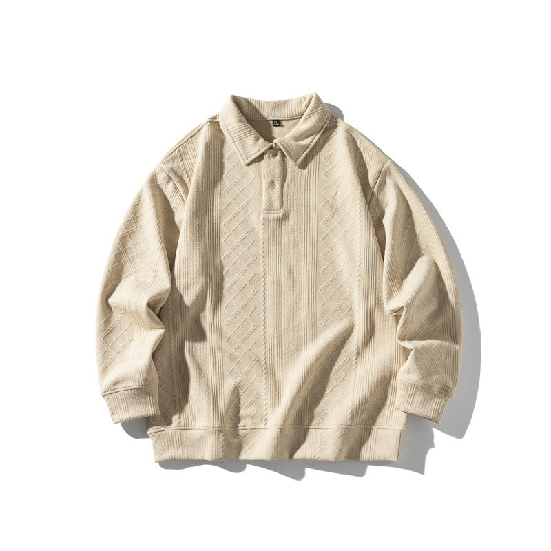 Unisex Structured Polo Shirt - Oversized Knit Sweater with Cable and Diamond Knit Mune Fashion