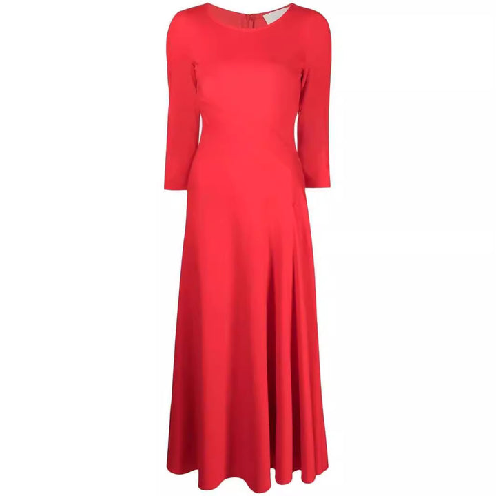 Women Elegant Midi Dress with tailored A-line cut and three-quarter sleeves Mune Fashion