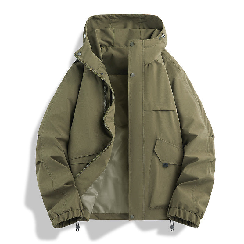 Unisex Lightweight two-tone wind and rain jacket with hood, drawstring and zip pockets Mune Fashion