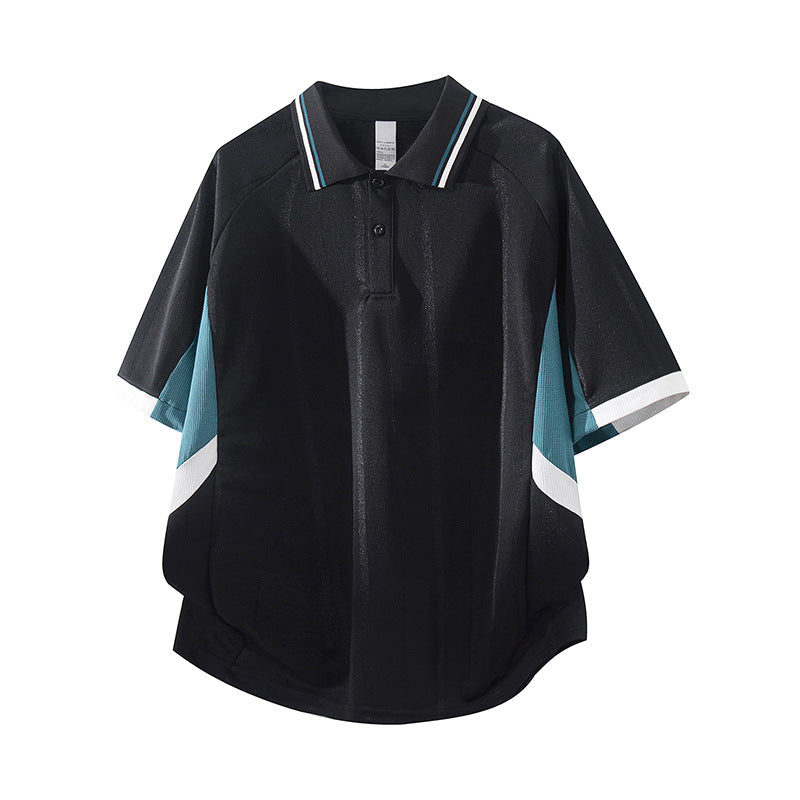 Unisex Boxy Oversize Polo Shirt made of technical functional jersey with contrast panels and raglan sleeves Drune