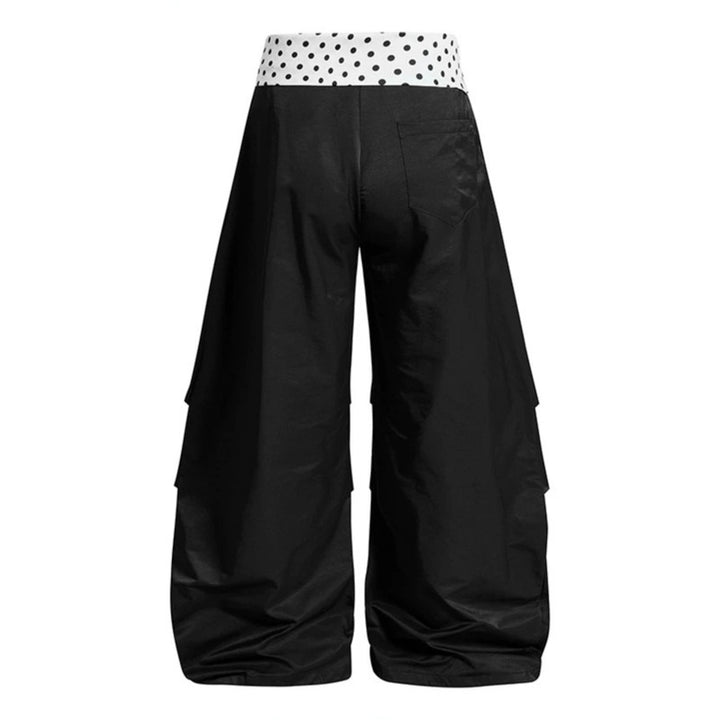 Women's Wide Palazzo Lounge Pants with Cuffed Waistband, Gathered Leg, and Application Details Mune Fashion